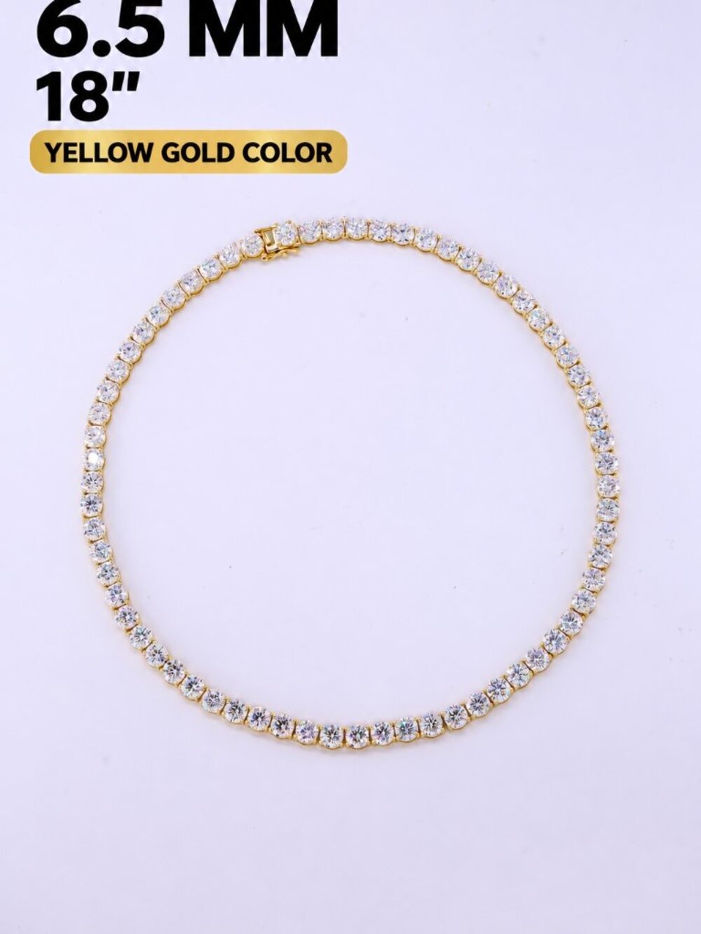 LEKANI 6.5mm Moissanite Tennis Necklace S925 Gold 18 in